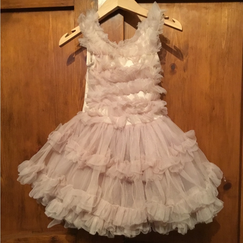 Adorable Popatu blush nude tiered Tulle  Dress
